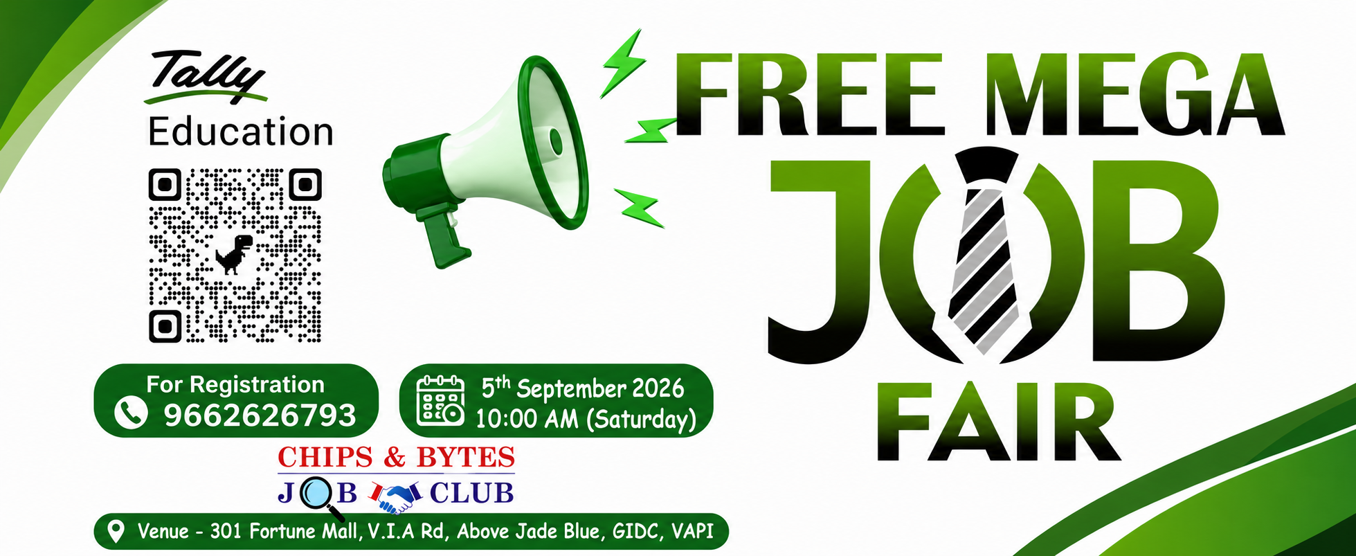 Free Mega Job Fair — 5th September 2026, 10:00 AM, Fortune Mall, GIDC Vapi